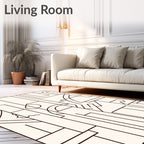 Abstract Cream Geometric Arch Rectangles Rug
