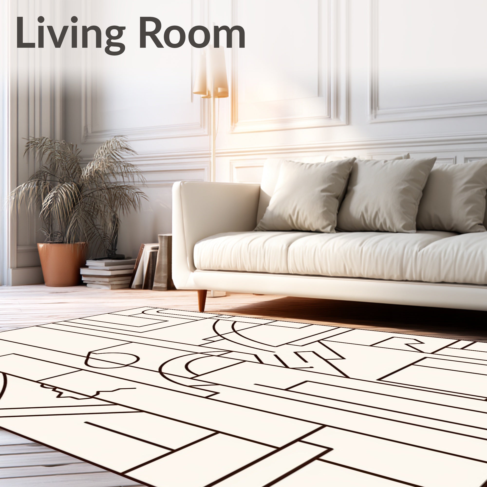 Abstract Cream Geometric Arch Rectangles Rug