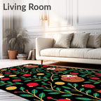 Playful Raccoon Red Holiday Bauble Rug