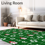 Christmas Snowman Green Tartan Snowflakes Rug