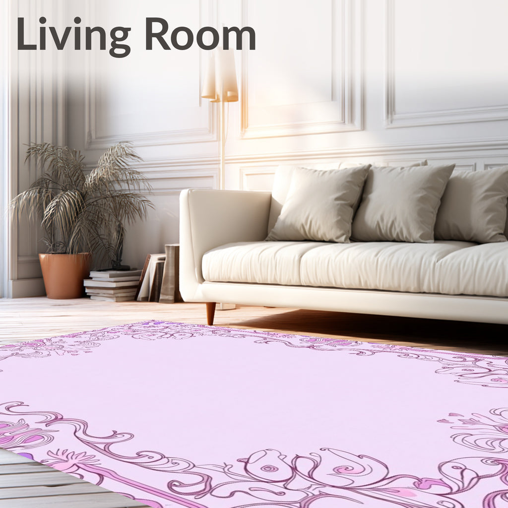 Art Nouveau Orchid Petal Frame Rug