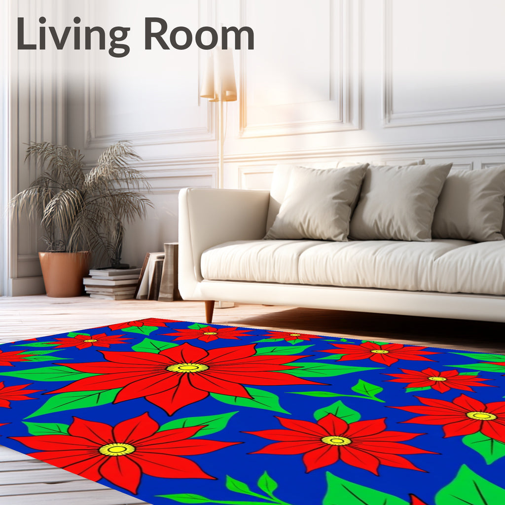Bold Red Floral Garden Bloom Rug