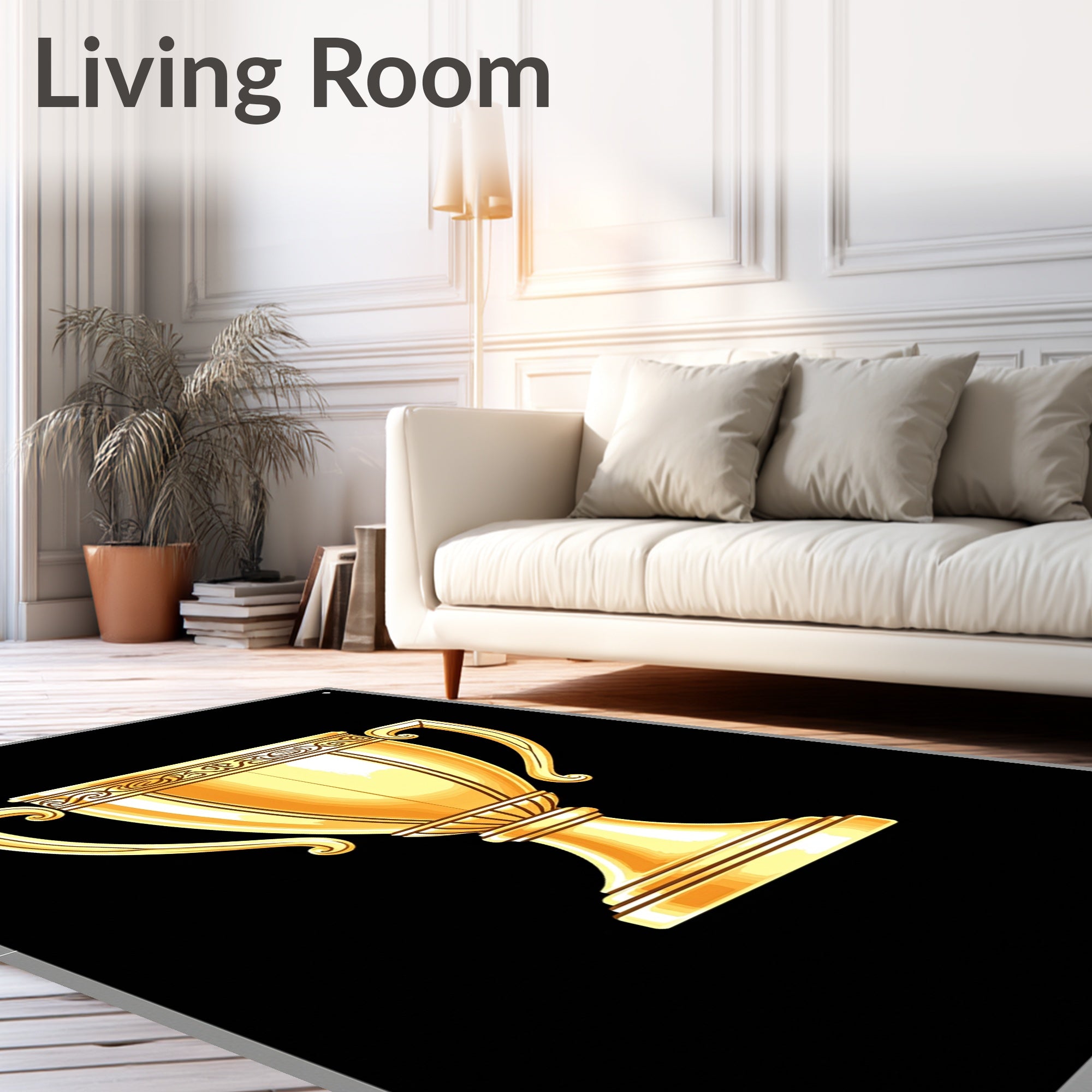 Golden Trophy With Ornate Band Rug