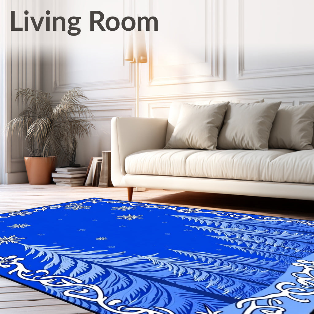 Winter Forest Snowflake Border Rug