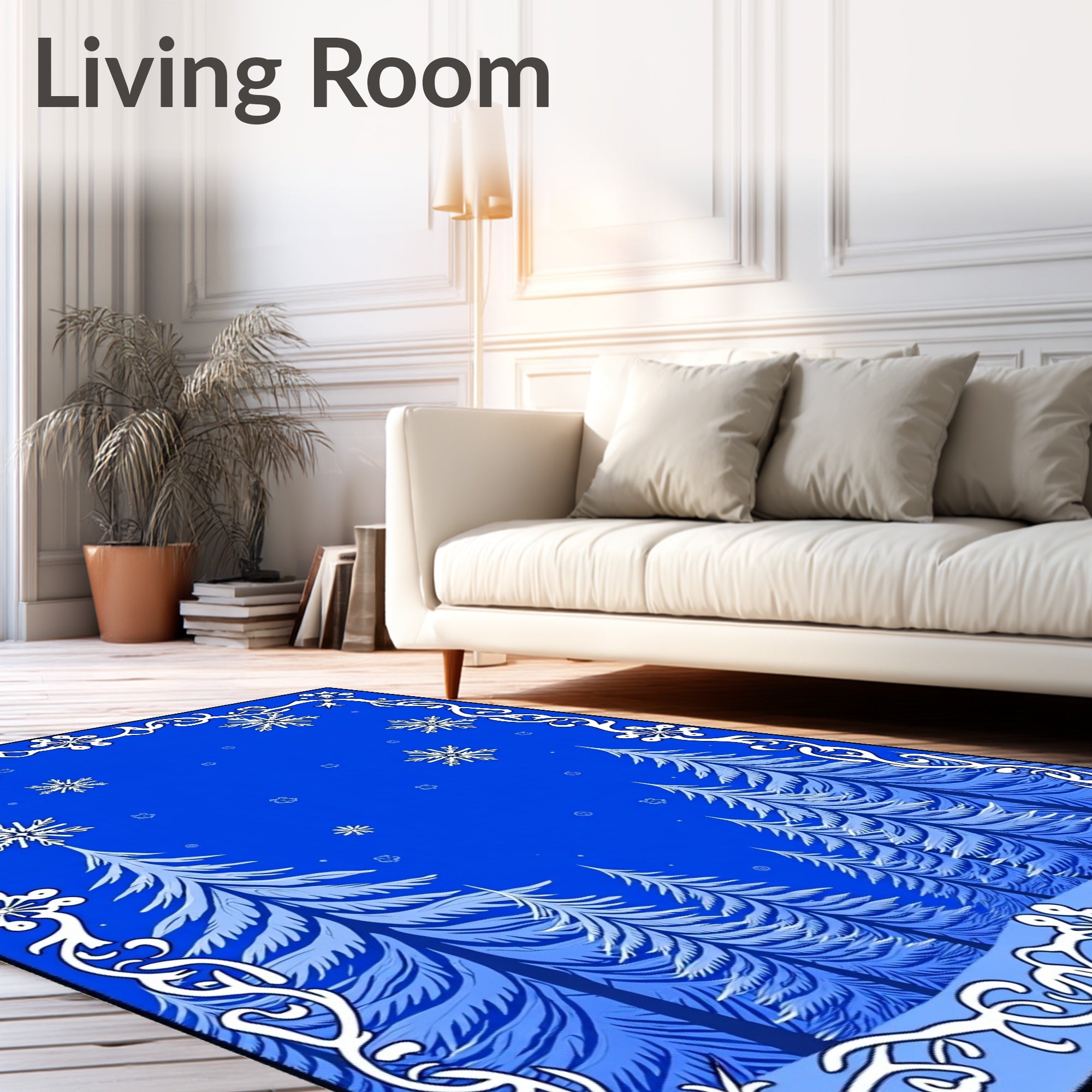 Winter Forest Snowflake Border Rug
