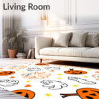 Cute Halloween Ghost Pumpkin Stars Rug