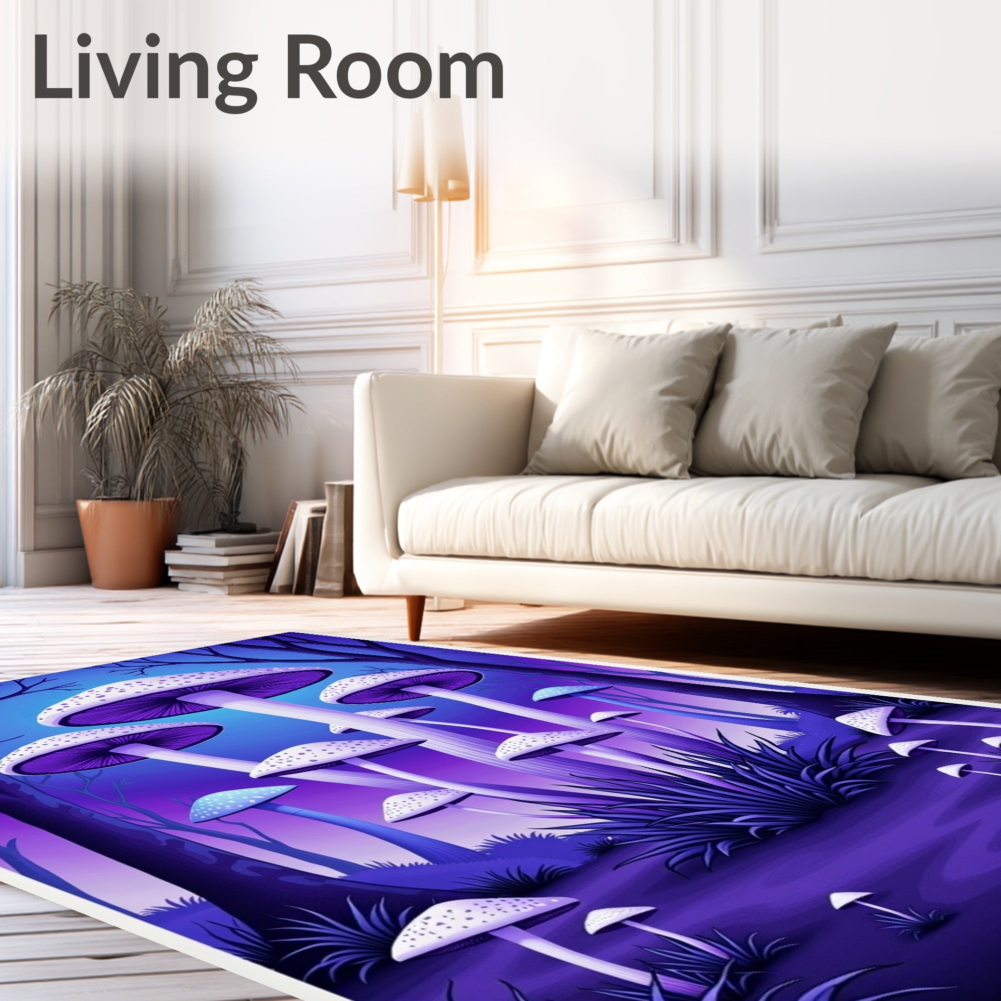 Mystical Purple Mushroom Forest Rug