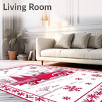 Vintage Red Truck Snowflake Scene Rug