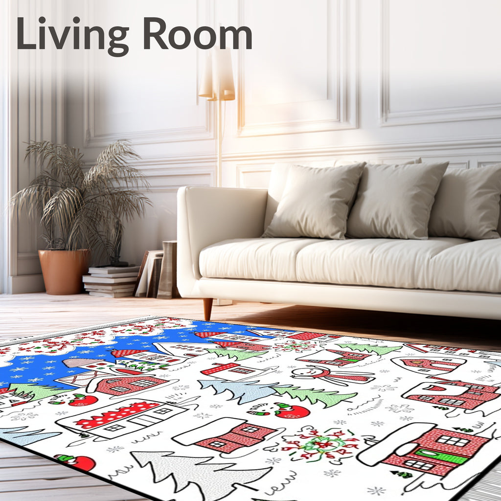 Whimsical Winter Village Snowfolk Rug