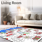 Whimsical Winter Village Snowfolk Rug
