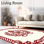 Crimson Victorian Floral Crest Rug