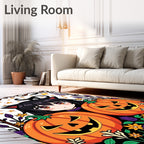 Anime Cat Girl Pumpkin Halloween Arrangement Rug