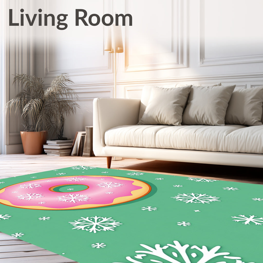 Pink Frosted Donut Snowflake Sprinkle Rug