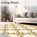 Golden Scrollwork Floral Lattice Rug