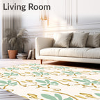 Soft Sage Golden Leafy Swirls Rug
