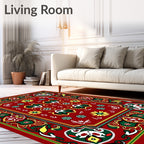 Red Green Yellow Floral Medallion Rug