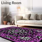 Ornate Violet Floral Central Medallion Rug
