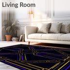 Geometric Art Deco Yellow Purple Inlay Rug