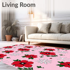 Red Poppy Snowflake Garden Rug