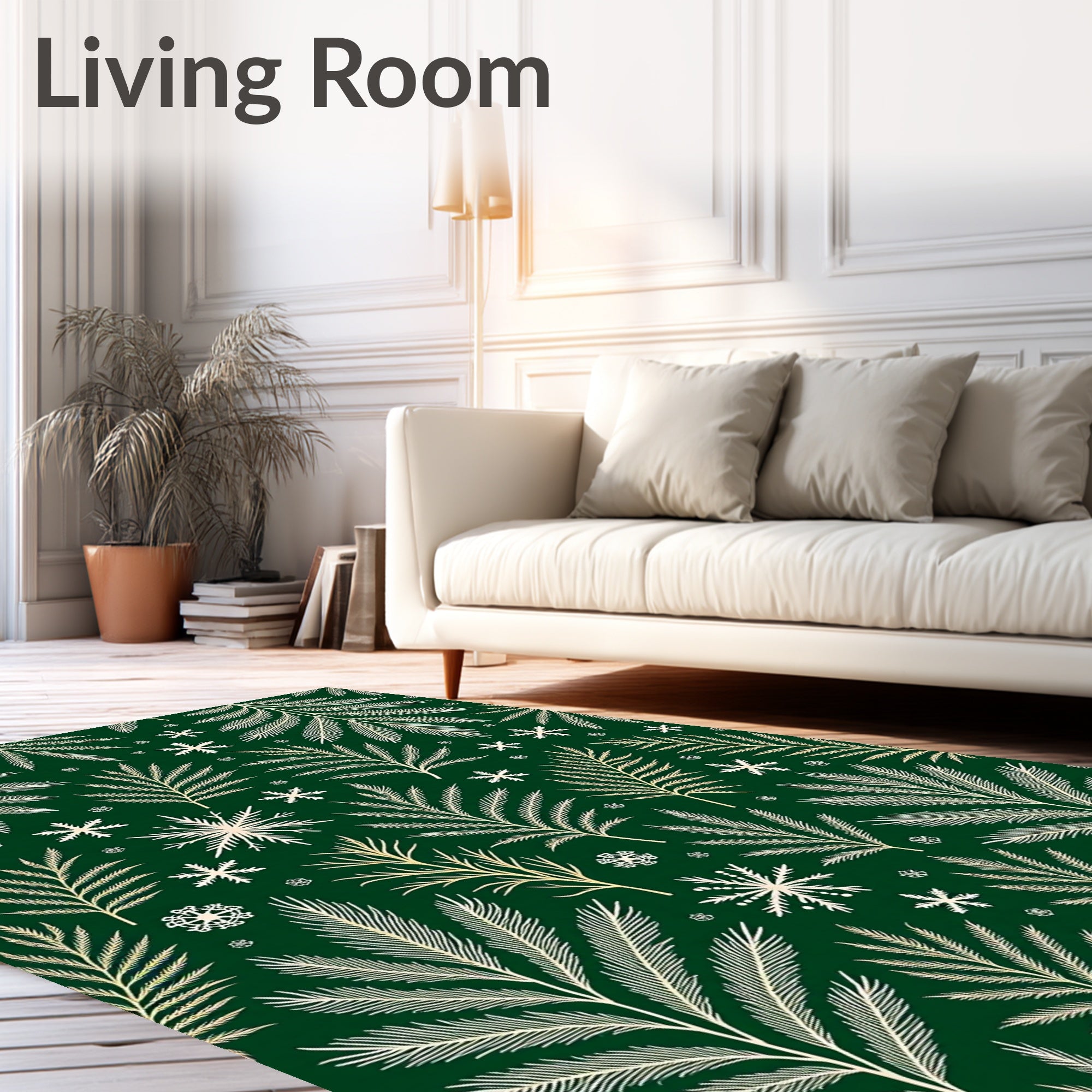Green Forest Snowflake Garland Rug