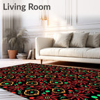 Bold Red Orange Floral Medallion Rug