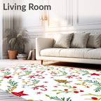 Whimsical Red Green Star Christmas Tree Rug