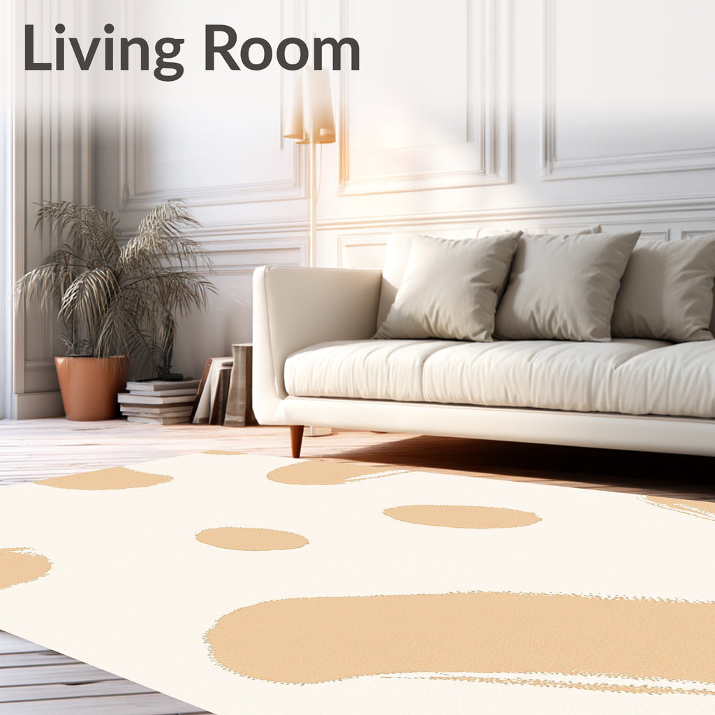 Sandy Beige Brushstroke Dots Rug