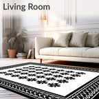 Monochrome Wide Border Starburst Rug
