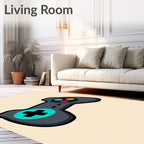 Retro Gray Video Game Controller Accent Rug
