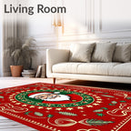 Festive Santa Circle Star Garland Rug