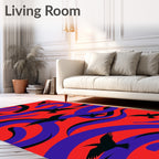 Red Purple Flying Bird Abstract Rug