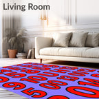 Red Numbers and Letters Grid Rug