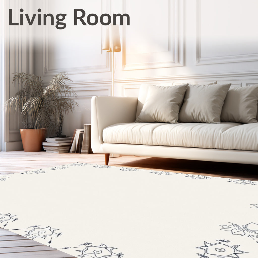 Classic Indigo Floral Border Rug