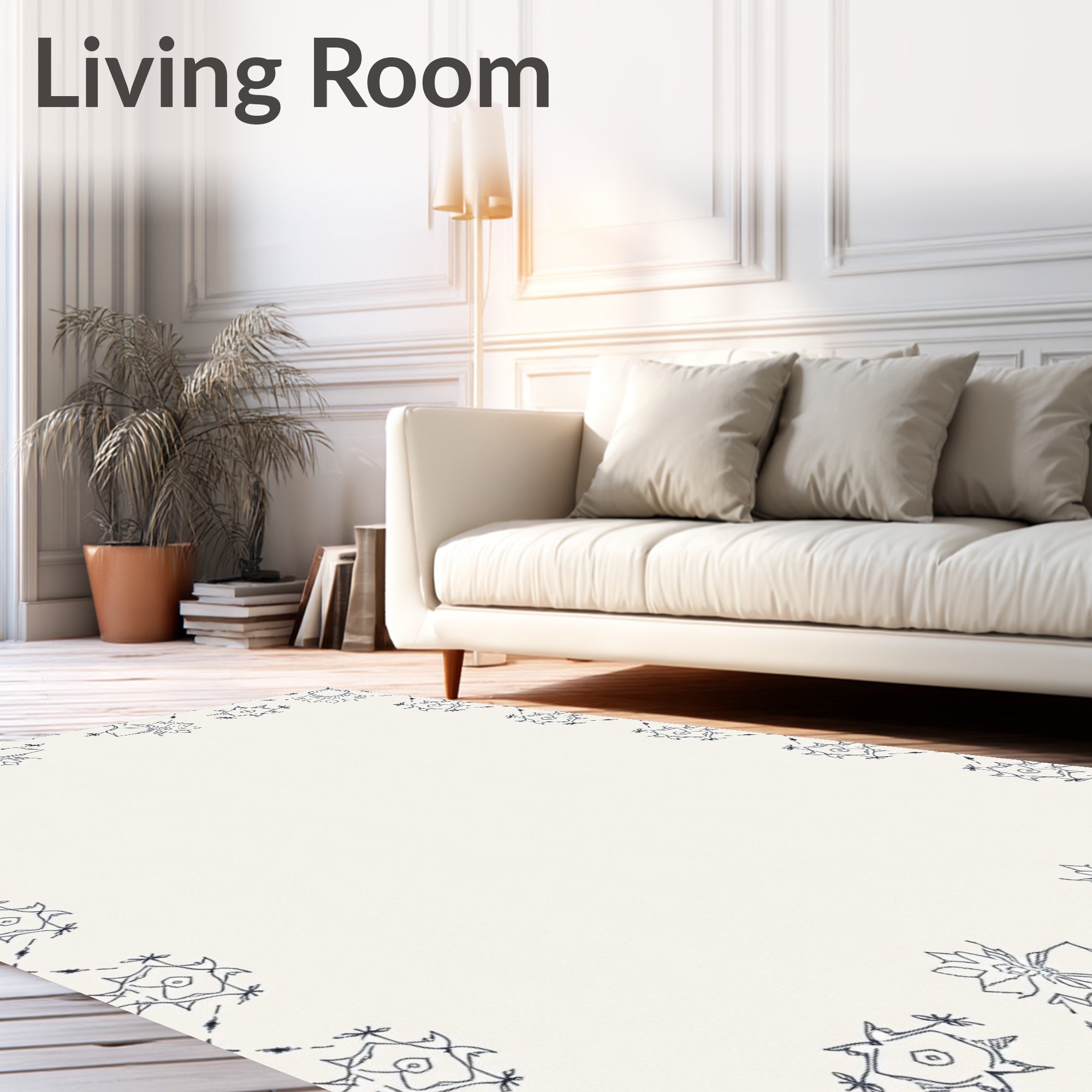 Classic Indigo Floral Border Rug