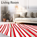 Red Green White Striped Swirl Rug