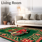 Vintage Festive Red Truck Fruit Border Rug