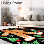 Cheerful Gingerbread Man Christmas Trees Rug