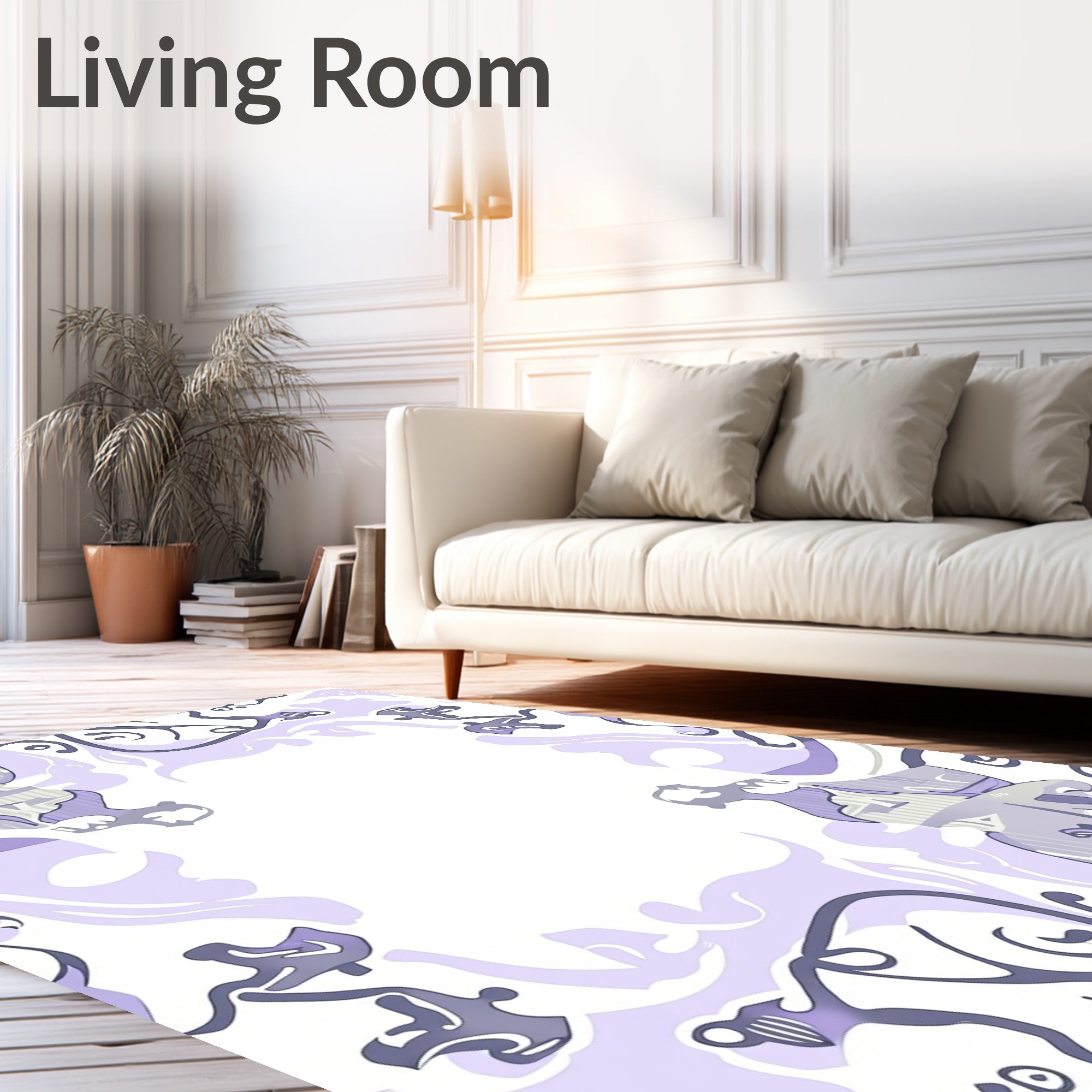 Whimsical Lavender Abstract Swirl Rug