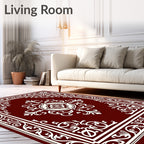 Crimson White Traditional Medallion Rug