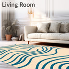 Deep Teal Wavy Lines Rug