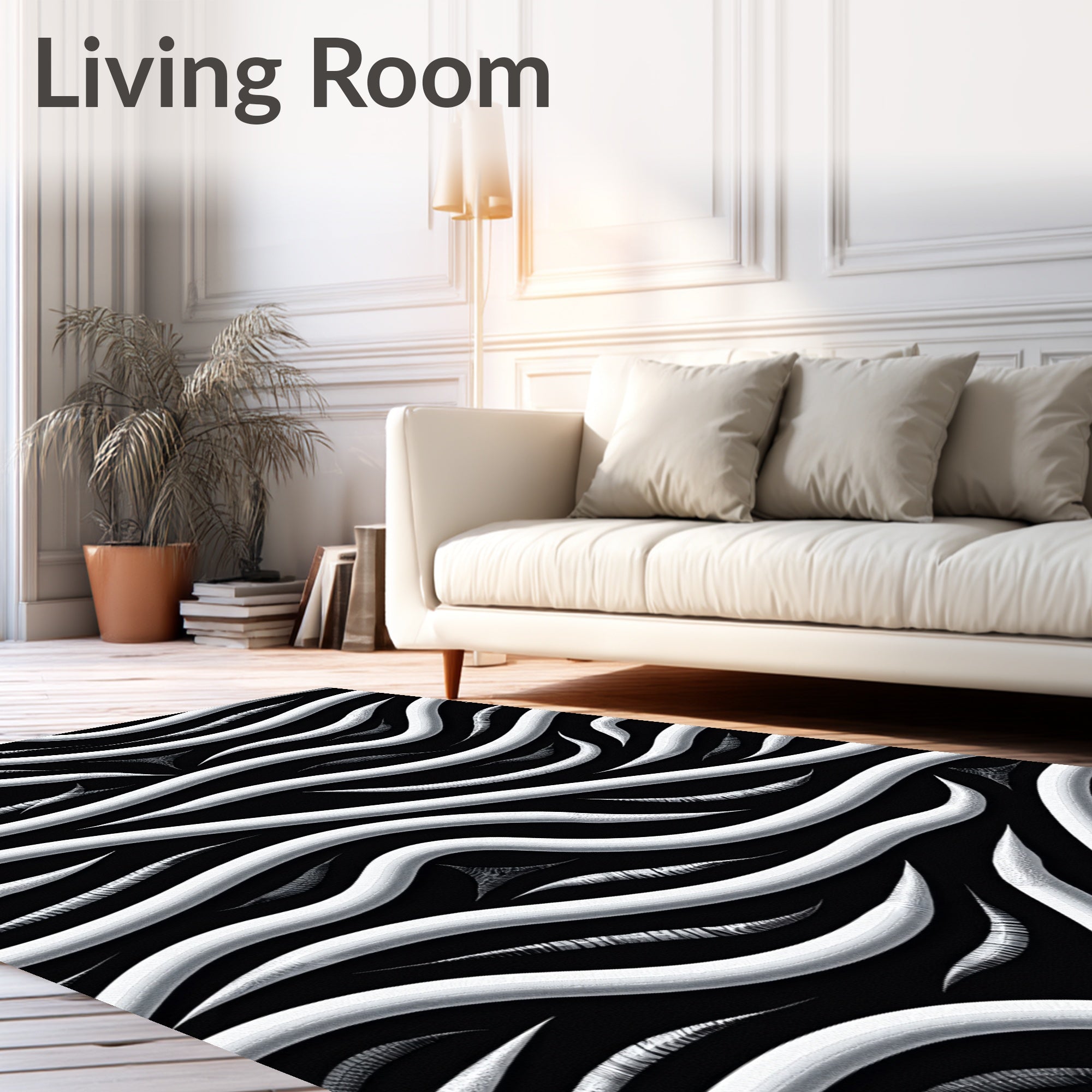 Monochrome Wavy Stripe Texture Rug