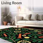Bold Orange Green Foliage Medallion Rug