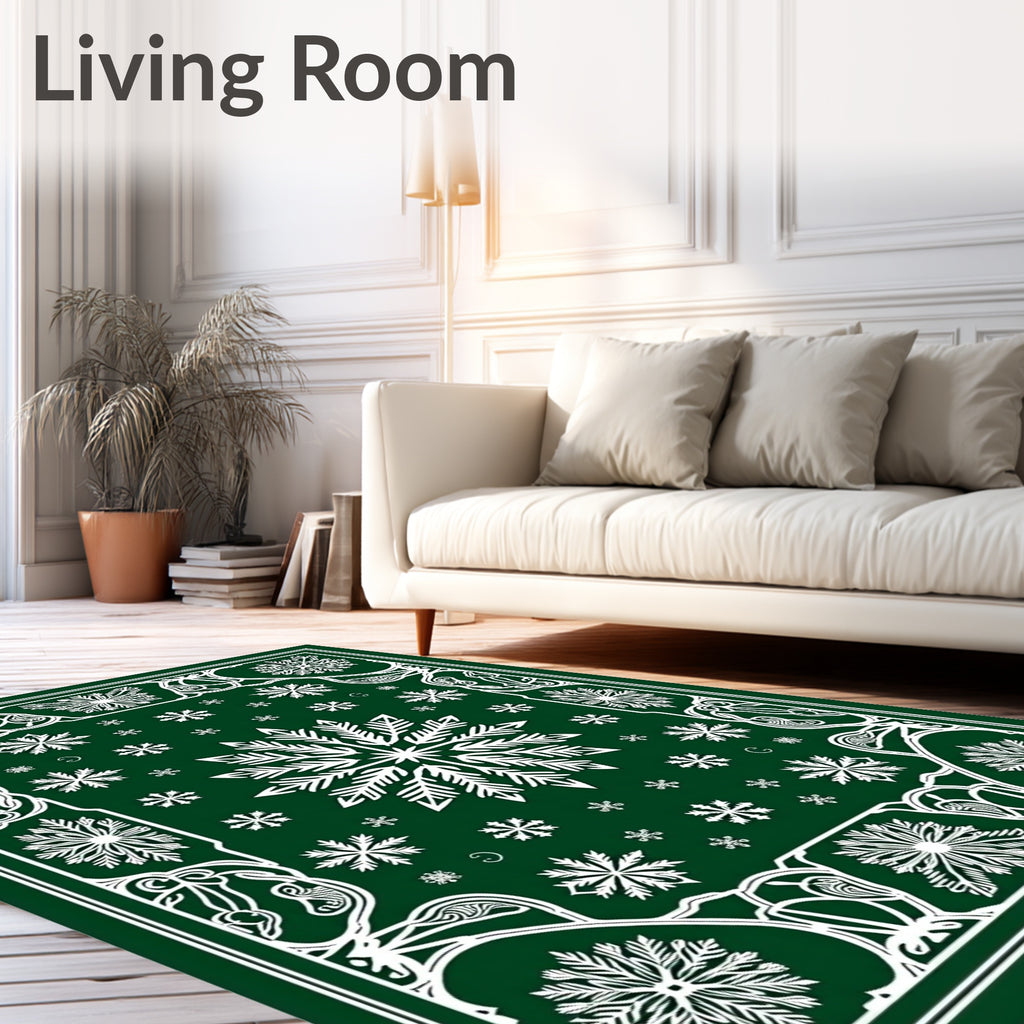 Emerald Green Snowflake Medallion Rug