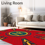 Radiant Crimson Geometric Emblem Rug