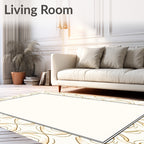 Golden Abstract Calligraphy Border Rug