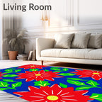 Vibrant Red Flower Garden Burst Rug