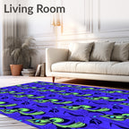Vibrant Blue Green Peacock Feather Art Rug