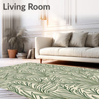 Green Leafy Branches Continuous Line Art Rug