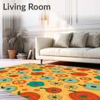 Autumn Pumpkins Turquoise Floral Scatter Rug