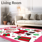 Merry Santa Claus Red Green Gifts Rug